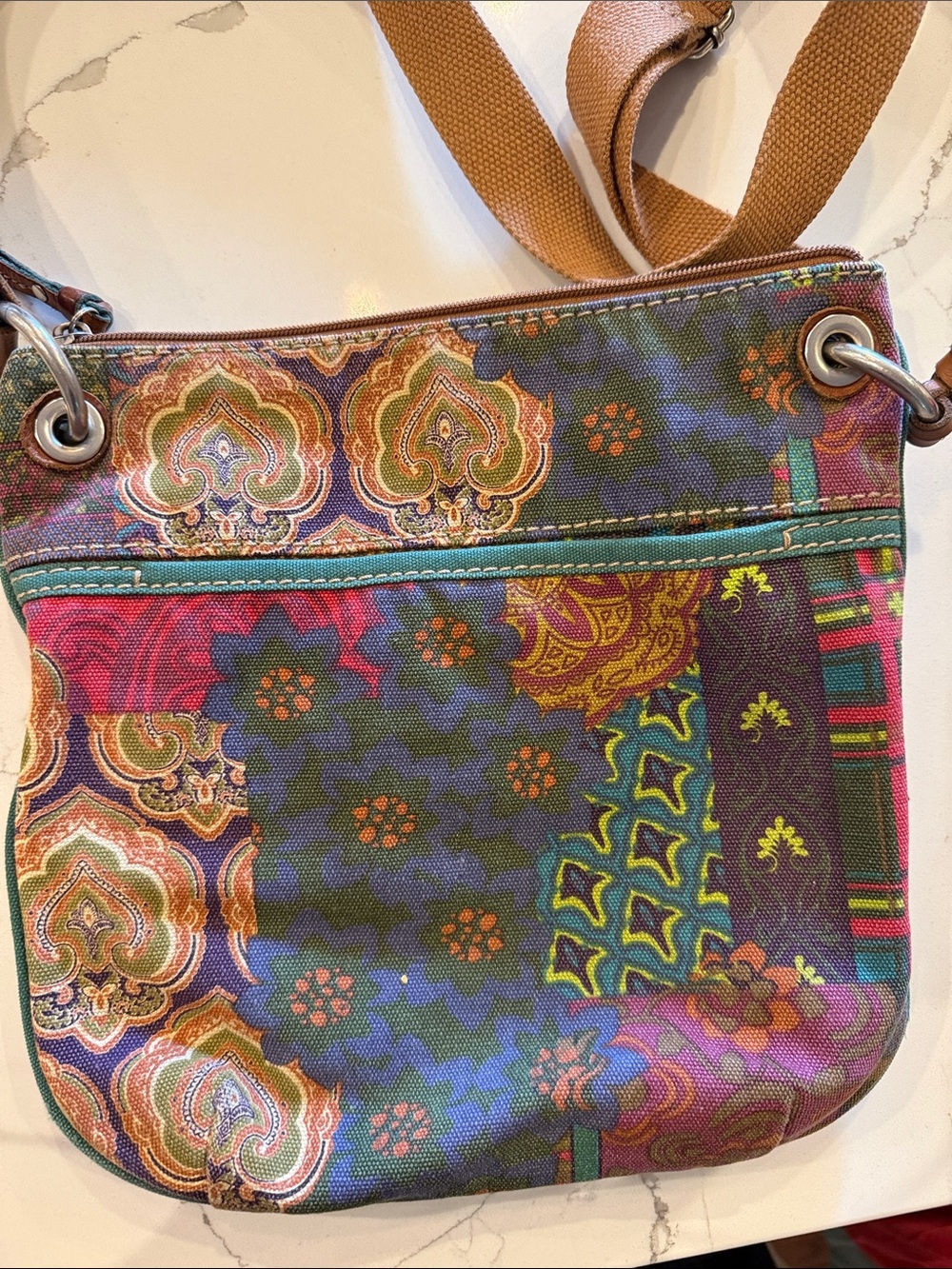 Fossil patchwork Boho Multi-Color Crossbody Shoulder Bag - Picture 2 of 11